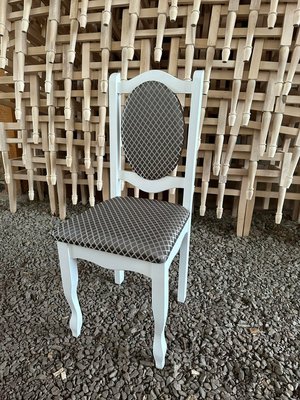 ➤Ціна 1 650 грн  Купити Белый стул деревянный для гостиной Шейн обивка золото➤Білий ➤Стулья деревянные➤Агросвит Б➤666030.2ПЛМ фото