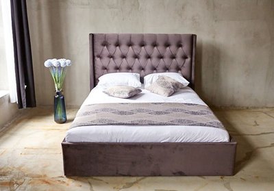 ➤Цена   Купить Кровать двуспальная с мягким изголовьем Б арт030016.2 ➤Коричневый ➤Кровати двухспальные➤Modern 3➤440303460.3.EMB фото