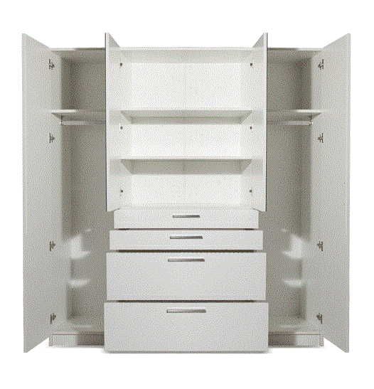 ➤Цена   Купить Белый шкаф в спальню с комодом и зеркалами 1800 ➤Белый ➤Шкафы для спальни➤Modern 3➤440303486.EMB фото