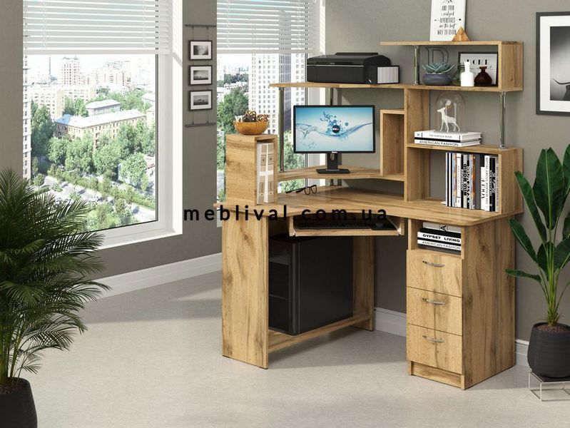 ➤Цена 7 949 грн  Купить Стол компьютерный ДСП с надстройкой Бетон 120х88х154 ➤Серый ➤Столы компьютерные➤ПЕХ➤440311576,4ПЕХ фото