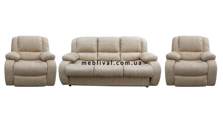 ➤Цена 59 517 грн  Купить Комплект мягкой мебели диван Мералат и два кресла Реклайнер ППУ Дизайн 4 ➤Коричневый ➤Комплекты диван + кресла➤M_S-КОМП➤440303369М.3 фото