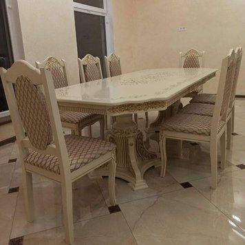 ➤Ціна 25 785 грн UAH Купити Стіл дерев'яний 200х100(+40х2) з різьбленими опорами та фігурною стільницею ivory➤Білий ➤Столы деревянные➤Агросвит➤10111СТ фото