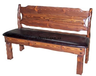 ➤Цена 6 525 грн UAH Купить Диван садовый деревянный Тналта с мягким сиденьем 120 ➤Горіх ➤Лавки под старину➤МЕКО➤0076МЕКО1 фото