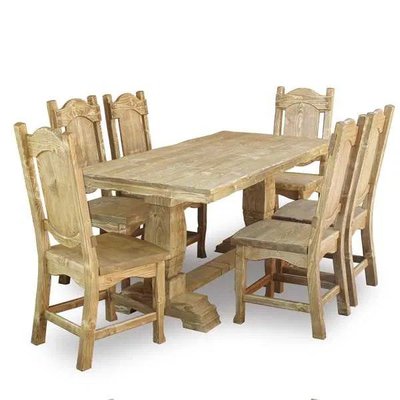 ➤Ціна 20 105 грн UAH Купити Комплект стіл 200х80 нерозкладний + стільці 6 шт дерев'яний під старовину➤Бук натуральний ➤Комплект - стол стул лавки➤Rotanes➤0101МЕКО фото