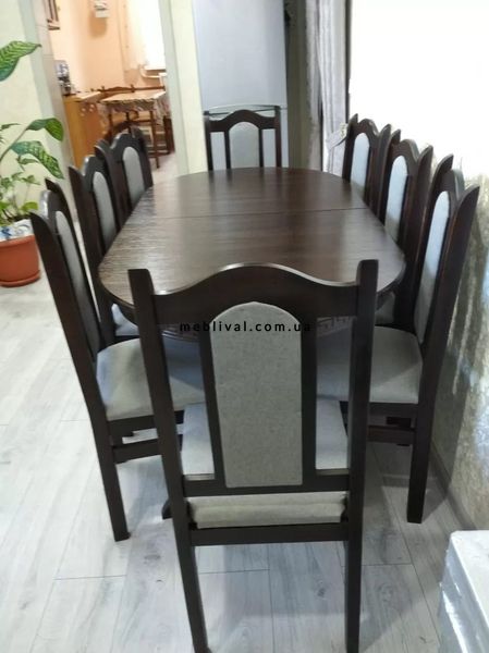 ➤Цена 13 920 грн UAH Купить Комплект стол овальный 120х80(+40) Нерб + стулья 6 шт горіх ➤Горіх ➤Комплекты обеденные деревянные➤Nerb➤0011BRN фото