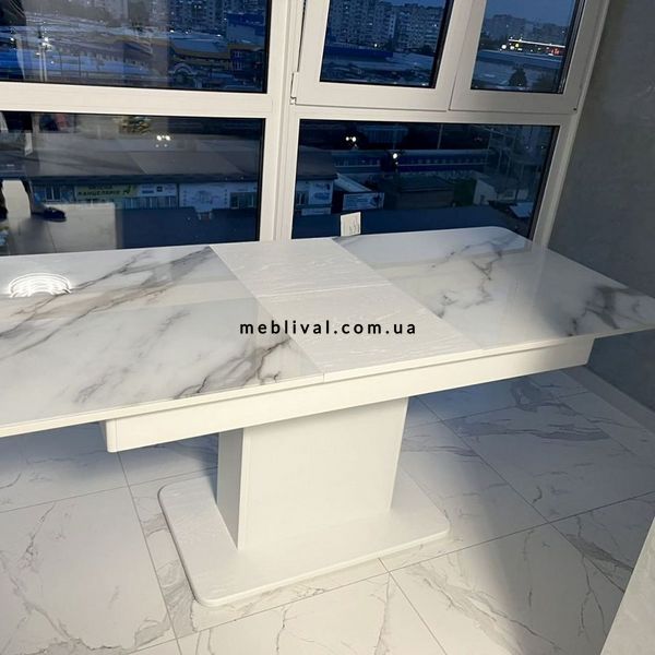 ➤Цена 14 580 грн UAH Купить Стол кухонный 140х80(+40) на одной опоре Notsob стекло 4 мм+ЛДСП 16мм белый ➤Белый ➤Стол кухонный➤Maj➤0140JAM фото