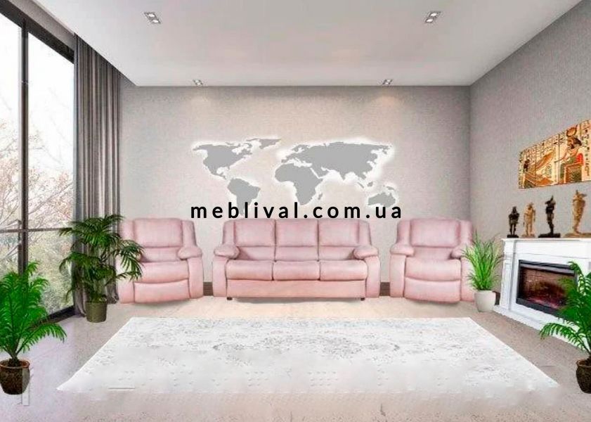 ➤Цена 71 420 грн  Купить Комплект мягкой мебели диван Мералат и два кресла Реклайнер ППУ Дизайн 5 ➤Коричневый ➤Комплекты диван + кресла➤M_S-КОМП➤440303369М.4 фото