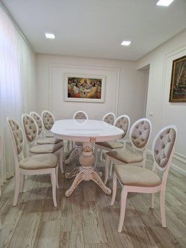 ➤Цена 52 632 грн UAH Купить Обеденный гарнитур Маркус 1+10 стол 200х100+40+40 Белый патина золото ➤белый патина золото ➤Комплекты обеденные деревянные➤Агросвит 2С➤6601214ПЛМ фото