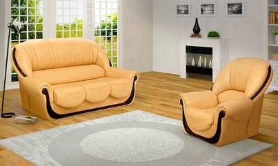 ➤Ціна 49 945 грн  Купити Комплект диван раскладной + кресло нераскладное с накладками деревянными ППУ желтый➤Жовтий ➤Комплекты диван + кресла➤Ю_Н➤440310647юд114 фото