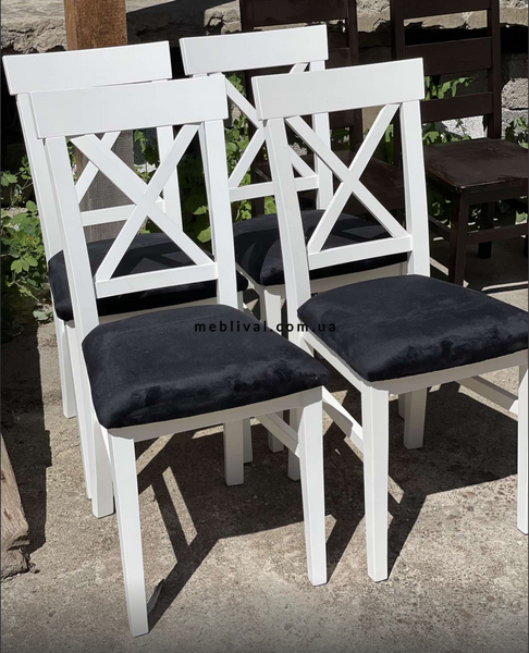 ➤Цена 3 137 грн  Купить Белый стул деревянный для современной обеденной зоны ткань синяя Риньяк ➤Белый ➤Стулья деревянные➤Агросвит 1С➤440302880ПЛМ фото