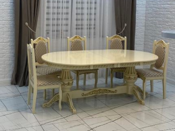 ➤Цена 37 674 грн UAH Купить Комплект стол деревянный Арагон 200х100 (+40+40) и сулья Лоано 6 шт ➤Слоновая кость ➤Комплекты обеденные деревянные➤Агросвит 2С➤444813030ПЛМ фото