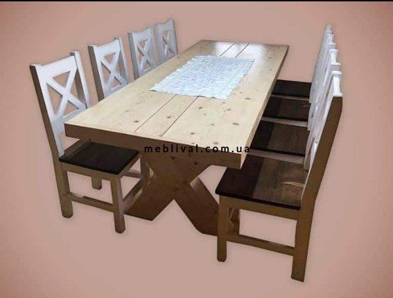 ➤Цена 20 105 грн UAH Купить Комплект стол 200х80 нераскладной + стулья 6 шт деревянный под старину ➤Белый ➤Комплект - стол стул лавки➤Rotanes➤0103МЕКО фото