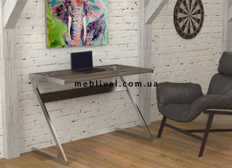 ➤Ціна 4 860 грн  Купити Письменный стол на металлических ножках в стиле Loft Орех арт050129➤орех ➤Письменные столы в стиле Loft➤Modern 10➤62697LO фото