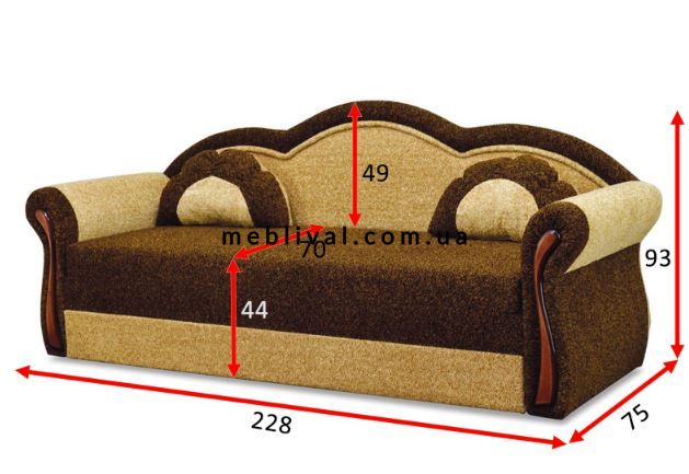 ➤Цена   Купить Софа раскладная 228х75х93 Выкатной Боннель ППУ ткань Финт браун, карамель ➤Коричневый ➤Софа тахта➤ВКа-Т➤144096В155.3 фото