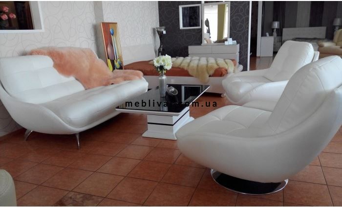 ➤Цена 77 962 грн  Купить Комплект мягкой мебели диван нераскладной и два кресла ППУ белый ➤Белый ➤Комплекты диван + кресла➤M_S-КОМП➤440300179М фото