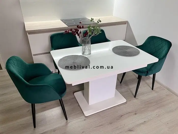 Комплект кухонный стол Notsob Т Стандарт белый + стул кресло 4 шт 