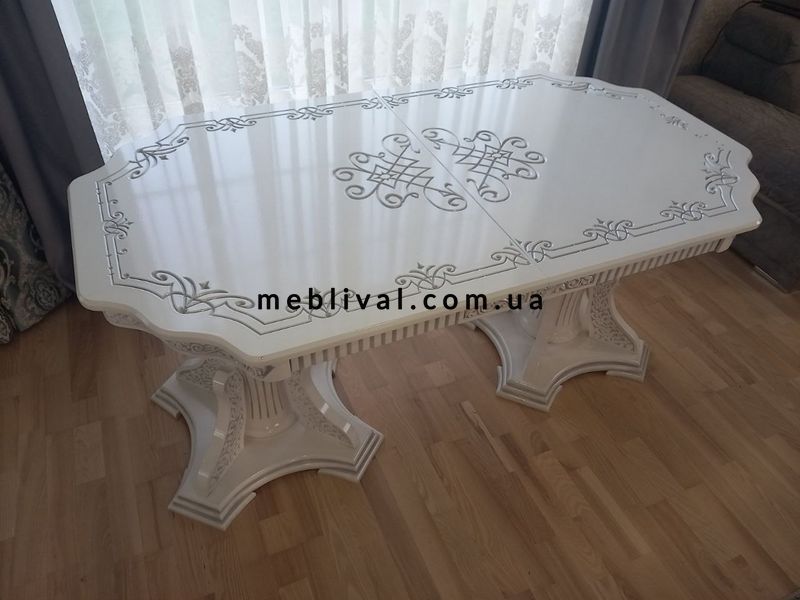 ➤Цена 26 180 грн UAH Купить Cтол обеденный деревянный Винсер 2 200х100+40+40 слоновая кость + золото ➤Слоновая кость ➤Столы деревянные➤Агросвит С➤6701964ПЛМВ фото