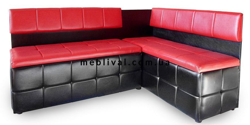 ➤Цена 11 094 грн  Купить Мягкий уголок на кухню 130х170 Красный короб черный ➤ ➤Кухонный уголок с коробом➤МИКС➤144837.2мик фото