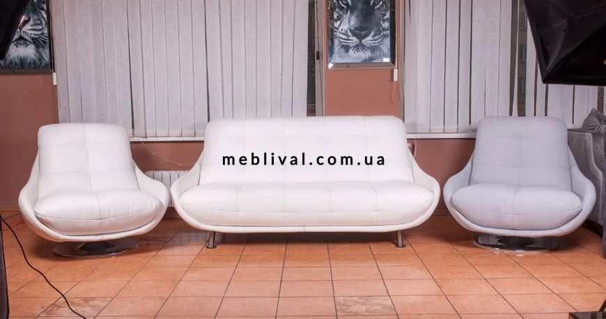 ➤Цена 77 962 грн  Купить Комплект мягкой мебели диван нераскладной и два кресла ППУ белый ➤Белый ➤Комплекты диван + кресла➤M_S-КОМП➤440300179М фото
