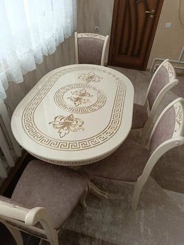 ➤Цена 22 909 грн UAH Купить Комплект стол овальный 200х90(+40) + стулья мягкие 4 шт ivory с патиной ➤Слонова кістка ➤Комплекты обеденные деревянные➤Rotanes➤2272SEN фото