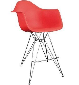 ➤Ціна   Купити Cтул барный Тауэр Eames, хром, пластик, цвет красный➤Червоний ➤Стулья барные➤ВВ1➤EmHrRED.ВВ1 фото