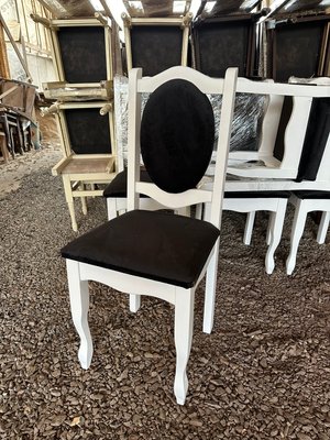 ➤Ціна 1 650 грн  Купити Белый стул деревянный для гостиной Шейн обивка велюр черный➤Білий ➤Стулья деревянные➤Агросвит Б➤666030.1ПЛМ фото
