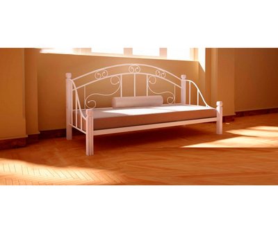 ➤Цена   Купить Диван-кровать металлическая на деревянных ножках Орфей ➤Белый ➤Кровати односпальные➤Металл-дизайн➤440300884WOOМЕТДИЗ фото