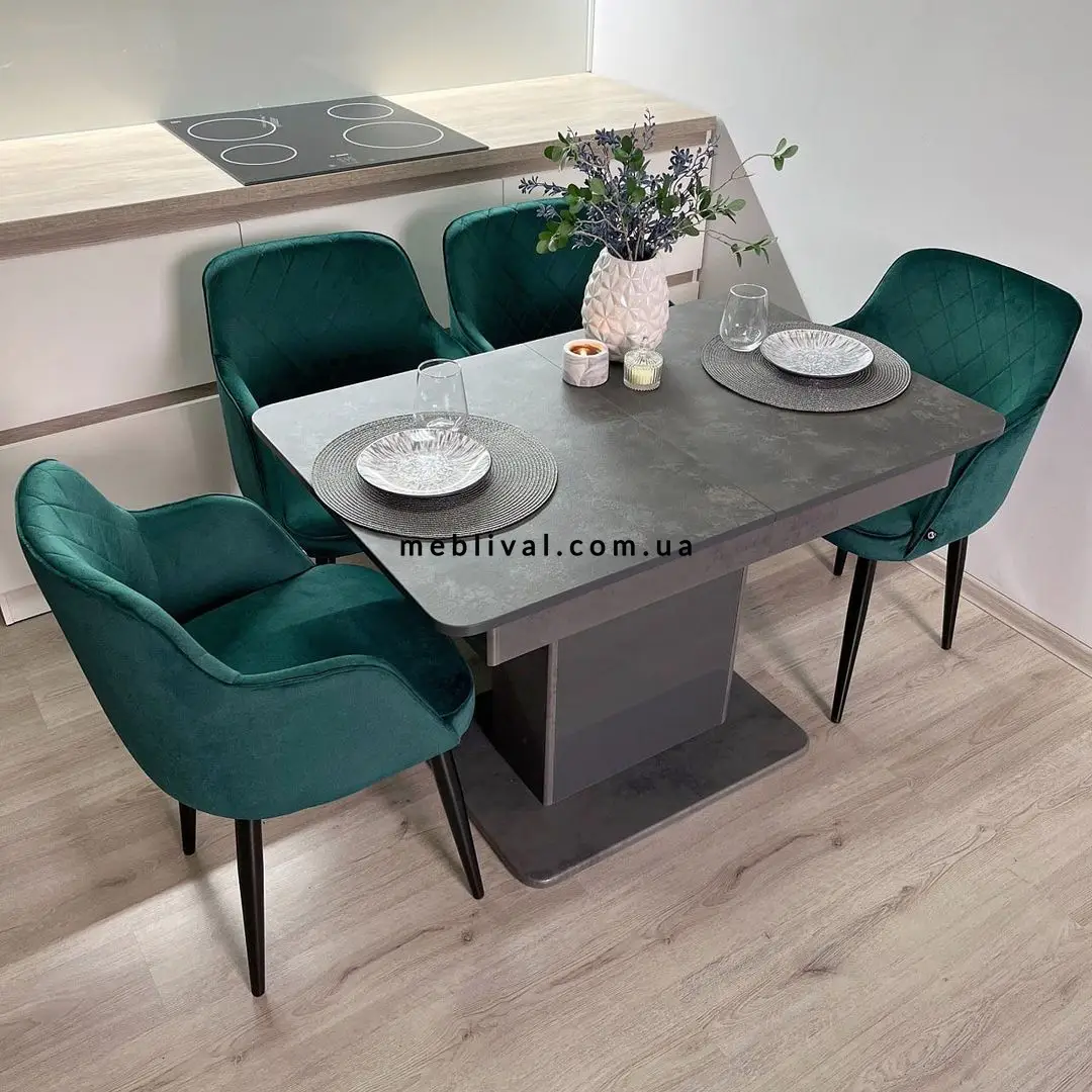 Комплект кухонный стол Notsob Т Стандарт серый + стул кресло 4 шт 
