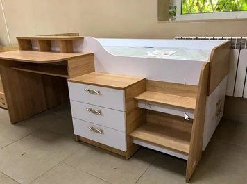 ➤Цена 12 275 грн  Купить Кровать детская двухъярусная с тумбой и письменным столом ДСП Дуб сонома 193х123х89 ➤дуб сонома ➤Кровати детские➤ПЕХ➤440312523,3ПЕХ фото