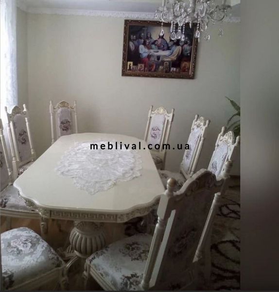 ➤Цена 121 186 грн UAH Купить Комплект гостиный Валлуар резной + стулья Аваллон (8 шт) слоновая кость ➤слоновая кость с патиной ➤Комплекты обеденные деревянные➤Агросвит 2С➤440312169ПЛМ фото