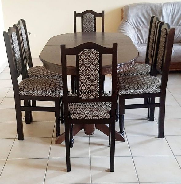 ➤Цена 13 920 грн UAH Купить Комплект стол овальный 120х80(+40) Нерб + стулья 6 шт ➤Горіх ➤Столы деревянные➤Nerb➤02016BRN фото