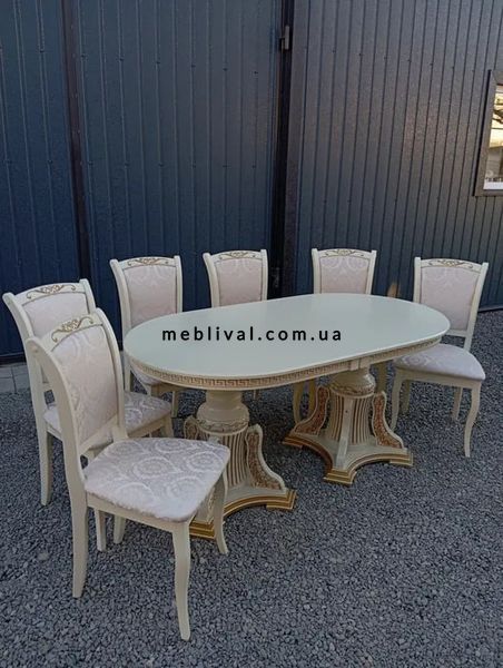 ➤Ціна 25 785 грн UAH Купити Стіл дерев'яний 200х100(+40х2) з різьбленими опорами овальний білий➤Білий ➤Столы деревянные➤Агросвит➤10112СТ фото