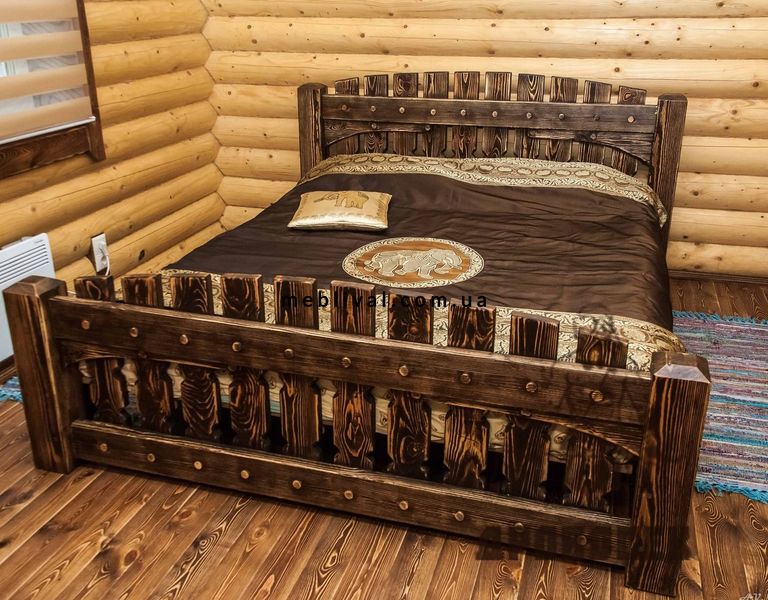 ➤Цена 13 800 грн UAH Купить Кровать деревянная двуспальная 160х200 Лешим под старину ➤Горіх ➤Кровати под старину➤МЕКО➤0137МЕКО фото