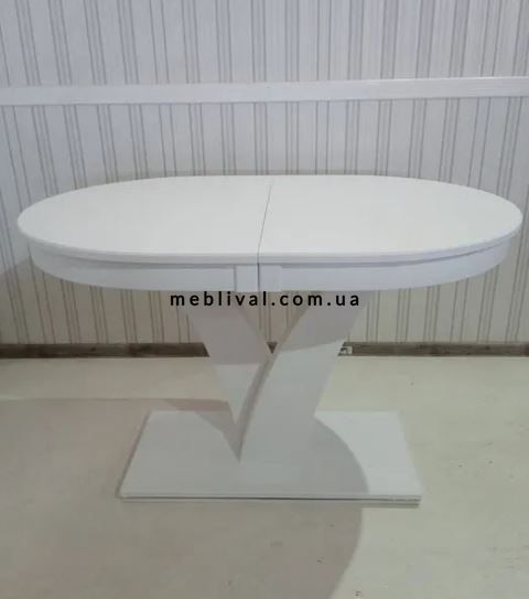 ➤Ціна 11 100 грн UAH Купити Стіл кухонний 120х80 (+40) на одній опорі Кайл white➤Білий ➤Столы деревянные➤Rotanes➤00039SEN фото
