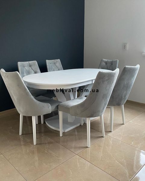 ➤Ціна 11 100 грн UAH Купити Стіл кухонний 120х80 (+40) на одній опорі Кайл white➤Білий ➤Столы деревянные➤Rotanes➤00039SEN фото