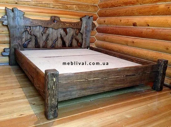 Кровать деревянная двуспальная Сагеп под старину