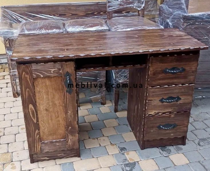 ➤Ціна 13 650 грн UAH Купити Письмовий стіл 120х50 Тукреб під старовину з шухлядами➤Горіх ➤Столы под старину➤МЕКО➤0031МЕКО1 фото