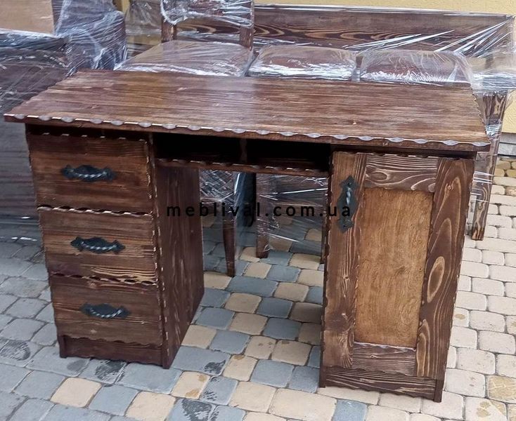 ➤Ціна 13 650 грн UAH Купити Письмовий стіл 120х50 Тукреб під старовину з шухлядами➤Горіх ➤Столы под старину➤МЕКО➤0031МЕКО1 фото