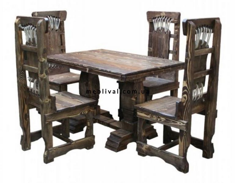 ➤Ціна 20 909 грн  Купити Гарнитур столовый стол и 4 стула Жемно➤натуральное дерево ➤Столовые комплекты под старину➤Агросвит 4С➤440306309ПЛМ фото