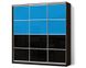 Шкаф-купе Стандарт трехдверный с фасадами комбинированными (цветное стекло+зеркало тонированное) черный с синим 440304597матр.6 фото 1