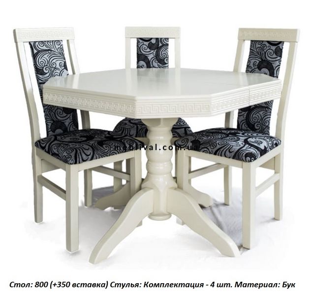 ➤Цена   Купить Комплект мебели для столовой стол 800 (+350) и стулья Венеция 4 шт ➤Белый ➤Комплекты обеденные деревянные➤Агросвит 2М➤440303223ПЛМ фото