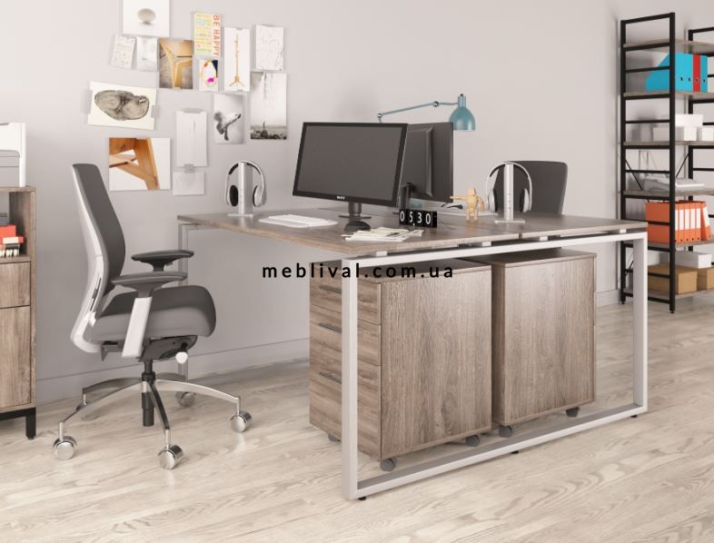 ➤Цена 8 775 грн  Купить Двойной письменный стол для офиса в стиле Loft Дуб арт050171.1 ➤дуб ➤Письменные столы в стиле Loft➤Modern 10➤62650LO фото