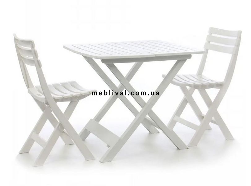 ➤Цена   Купить Комплект садовой мебели стол раскладной 79х72х70 + складные стулья 2 шт пластик белый ➤Белый ➤Садовый комплект➤Italiya-НСМ➤3538САДГ фото