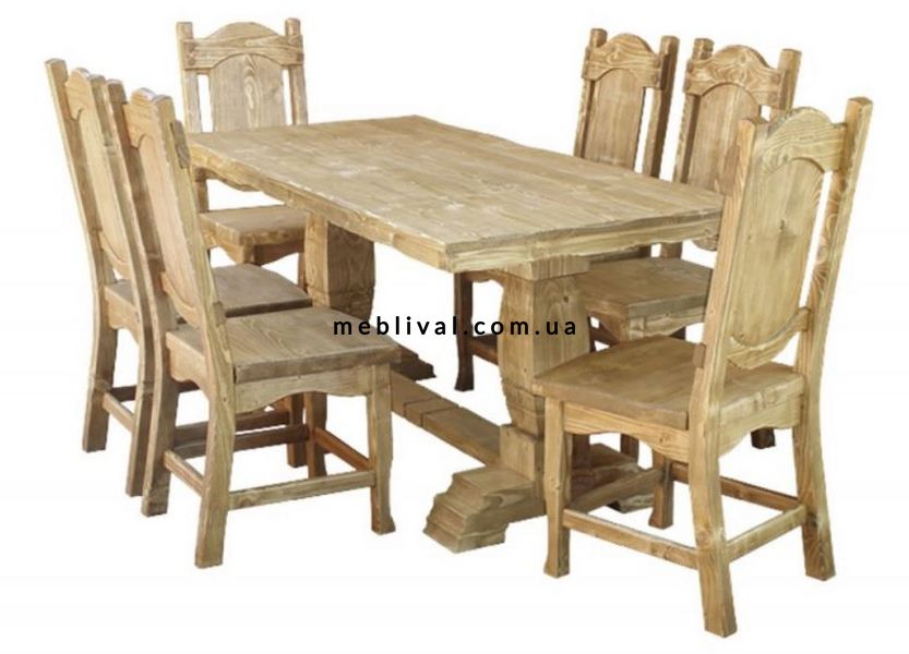 ➤Цена 20 105 грн  Купить Гарнитур столовый стол и 6 стульев Жансак ➤натуральное дерево ➤Столовые комплекты под старину➤Агросвит 4С➤440306307ПЛМ фото