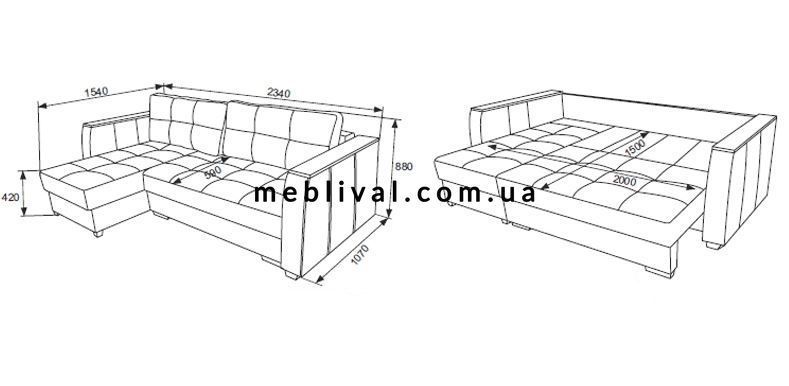 ➤Цена 18 282 грн  Купить Диван угловой раскладной 234х154х88 Пантограф Pocket Spring ППУ синий ➤Синий ➤Диваны Еврокнижка➤B_S_У➤440305603ВЕС фото
