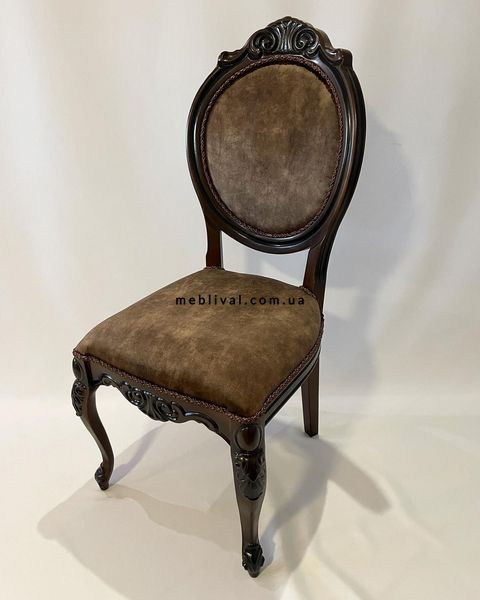 ➤Цена 8 700 грн  Купить Мягкий деревянный стул с ризьблением Лазар темный орех ➤орех ➤Стулья деревянные➤Агросвит ФК➤6601882ПЛМ фото