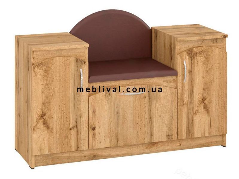 ➤Цена 4 532 грн  Купить Тумба для обуви Б-4 ДСП орех, кожзам кофе 110х38х62 ➤орех ➤Тумбы для обуви➤ПЕХ➤440302702,9ПЕХ фото