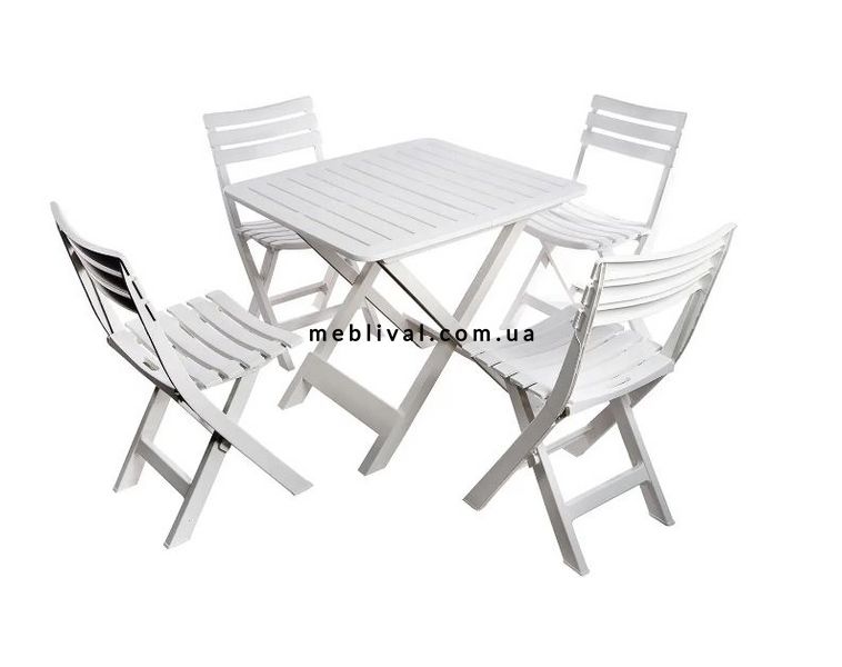 ➤Цена   Купить Комплект садовой мебели стол раскладной 79х72х70 + складные стулья 4 шт пластик белый ➤Белый ➤Садовый комплект➤Italiya-НСМ➤3537САДГ фото