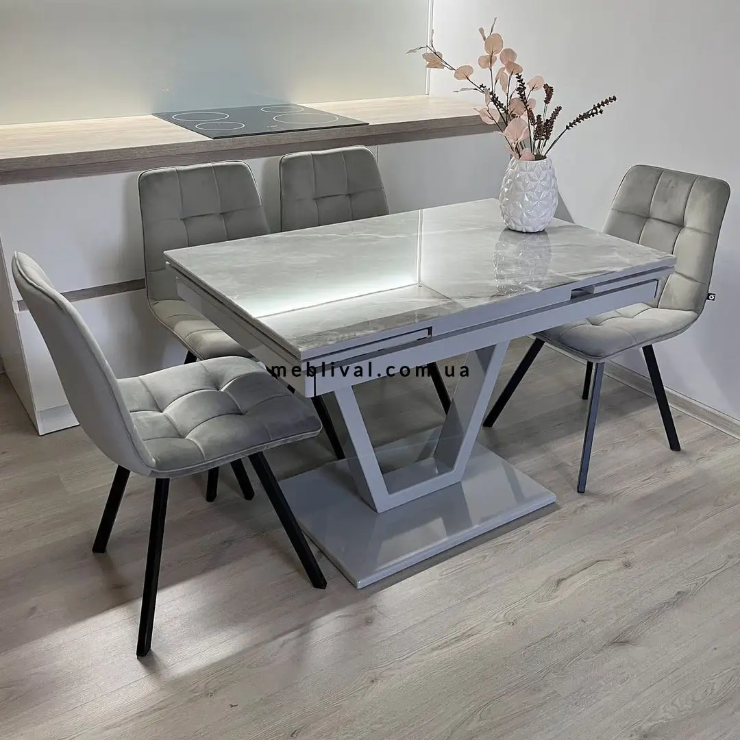Комплект стол кухонный 110х70(+60) Ixam V Стандарт + стул Maj 4 шт серый