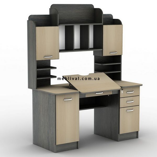 ➤Цена 12 394 грн  Купить Двухтумбовый стол для компьютера с надстройкой арт040107.2 ➤венге ➤Столы компьютерные➤Modern 4➤440303553.3.ТС фото